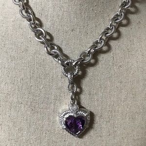 Judith Ripka SS Amethyst Heart Pendant Enhancer